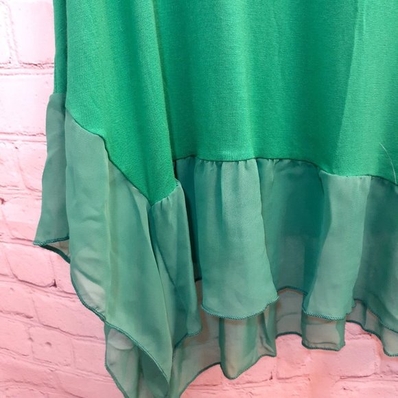 Kim & Cami  Sleeveless Top With Ruffle accents Green XL - Picture 8 of 10